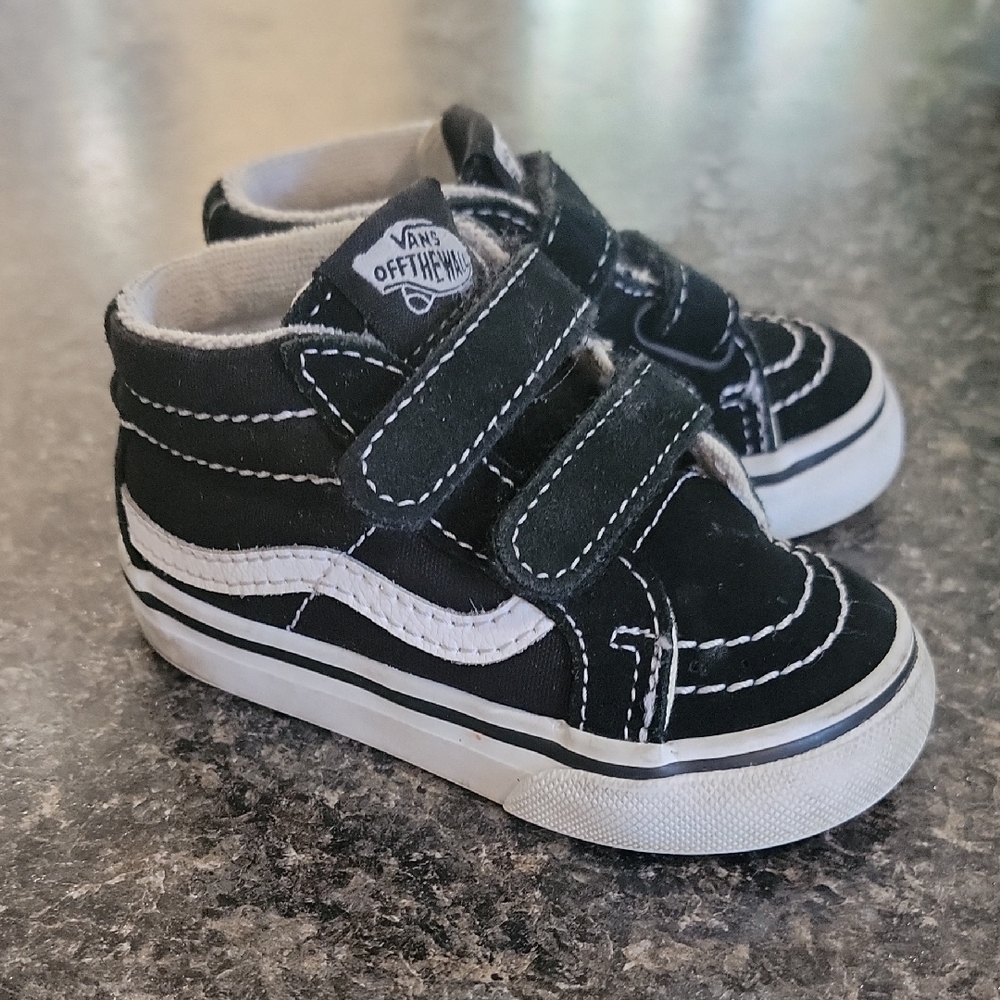 Vans Kids Black and White High-Top Sneakers